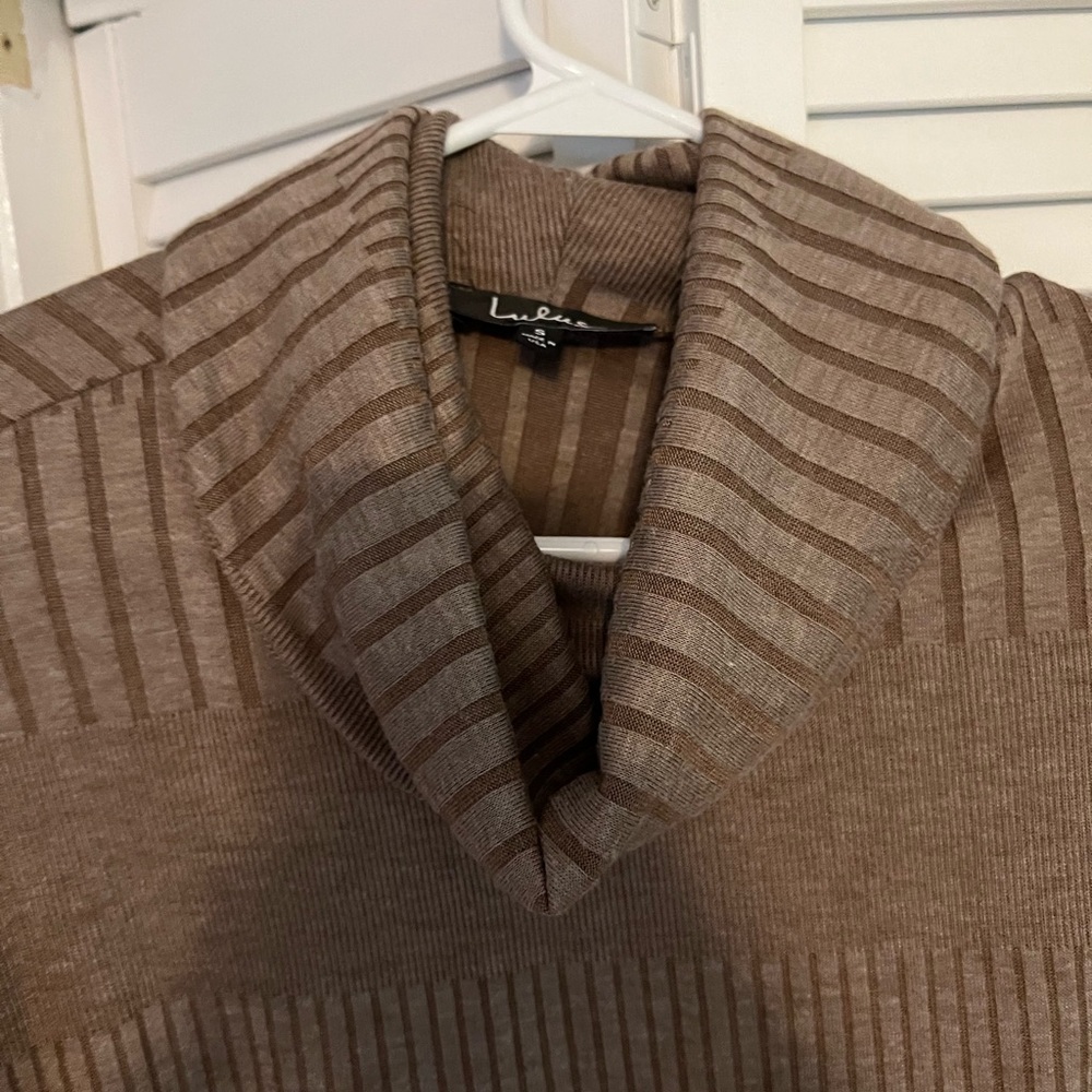 Tan Cowl-neck sweater dress